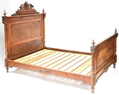 Lot 152 - A 19th century French mahogany double bedstead,...