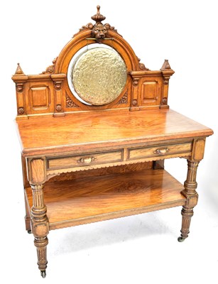 Lot 168 - A Victorian oak buffet, the raised back set...