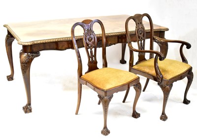Lot 170 - A reproduction burr walnut dining room suite...