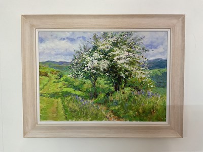 Lot 412 - RICHARD BERRY; oil on canvas, 'Hawthorn...
