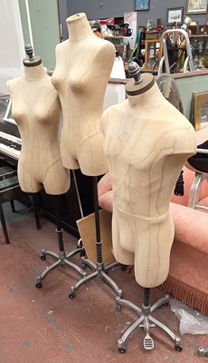 Lot 11 - Three linen covered torso mannequins, two...