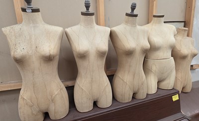 Lot 15 - Four linen covered female torso mannequins and...
