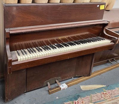 Lot 16 - BENTLEY; a mahogany-effect upright piano, 109...