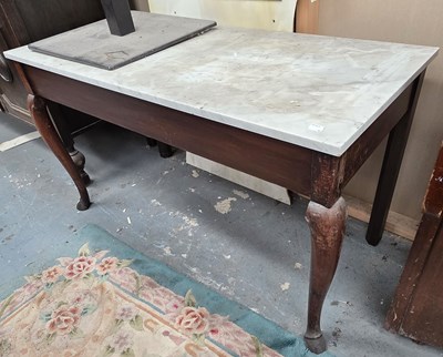 Lot 17 - A veined white marble-topped console table,...