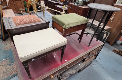 Lot 24 - Two piano stools, a reproduction piano stool,...
