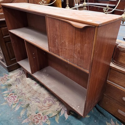 Lot 25 - A vintage teak bookcase unit, with fall-front...