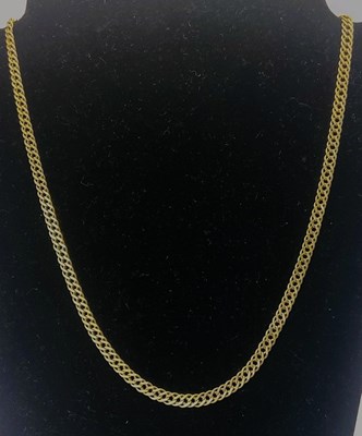 Lot 643 - A 9ct yellow gold flat link necklace, length...