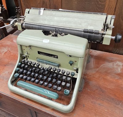 Lot 47 - A vintage green painted typewriter. ***Please...