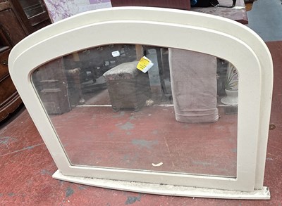 Lot 53 - A white painted overmantel mirror of arched...