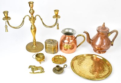Lot 663 - A small mixed lot of copper and brass, to...
