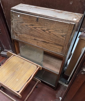 Lot 67 - An oak-effect student's bureau, with simple...