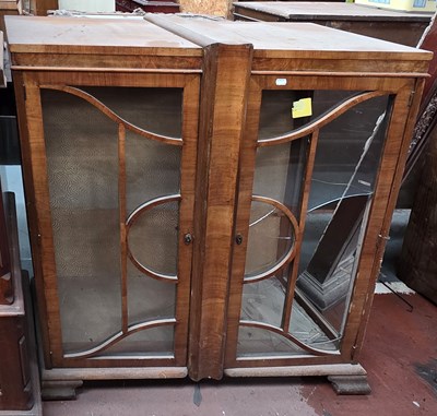 Lot 68 - An Art Deco style walnut veneered display...
