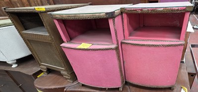 Lot 74 - LLOYD LOOM; a pair of pink and gold painted...