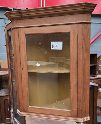 Lot 84 - A pine wall-hanging corner cupboard, 74 x 64cm....