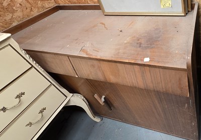 Lot 103 - A vintage walnut-effect low side cabinet, with...