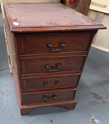Lot 107 - A reproduction yew wood crossbanded bedside...