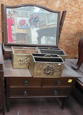 Lot 115 - A large Edwardian oak inlaid dressing chest,...