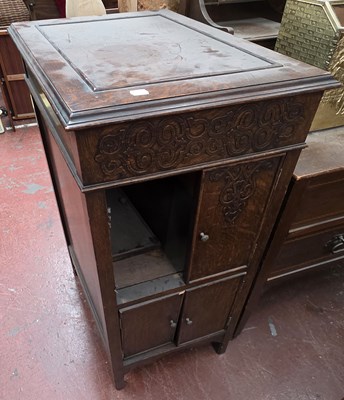 Lot 117 - An early 20th century oak gramophone cabinet...
