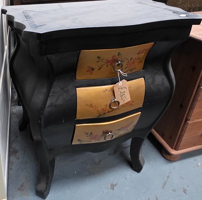 Lot 132 - A contemporary black lacquered three-drawer...