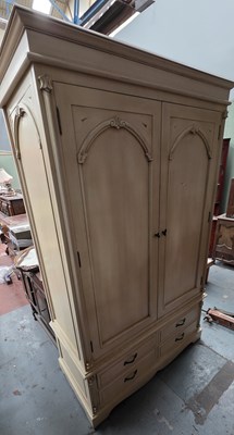 Lot 134 - A contemporary white painted wardrobe, with...