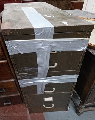 Lot 136 - A vintage metal three-drawer filing cabinet...