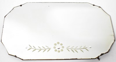 Lot 184 - Three 1940s bevel edged frameless wall mirrors,...