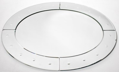 Lot 183 - Two oval bevel edged frameless wall mirrors,...