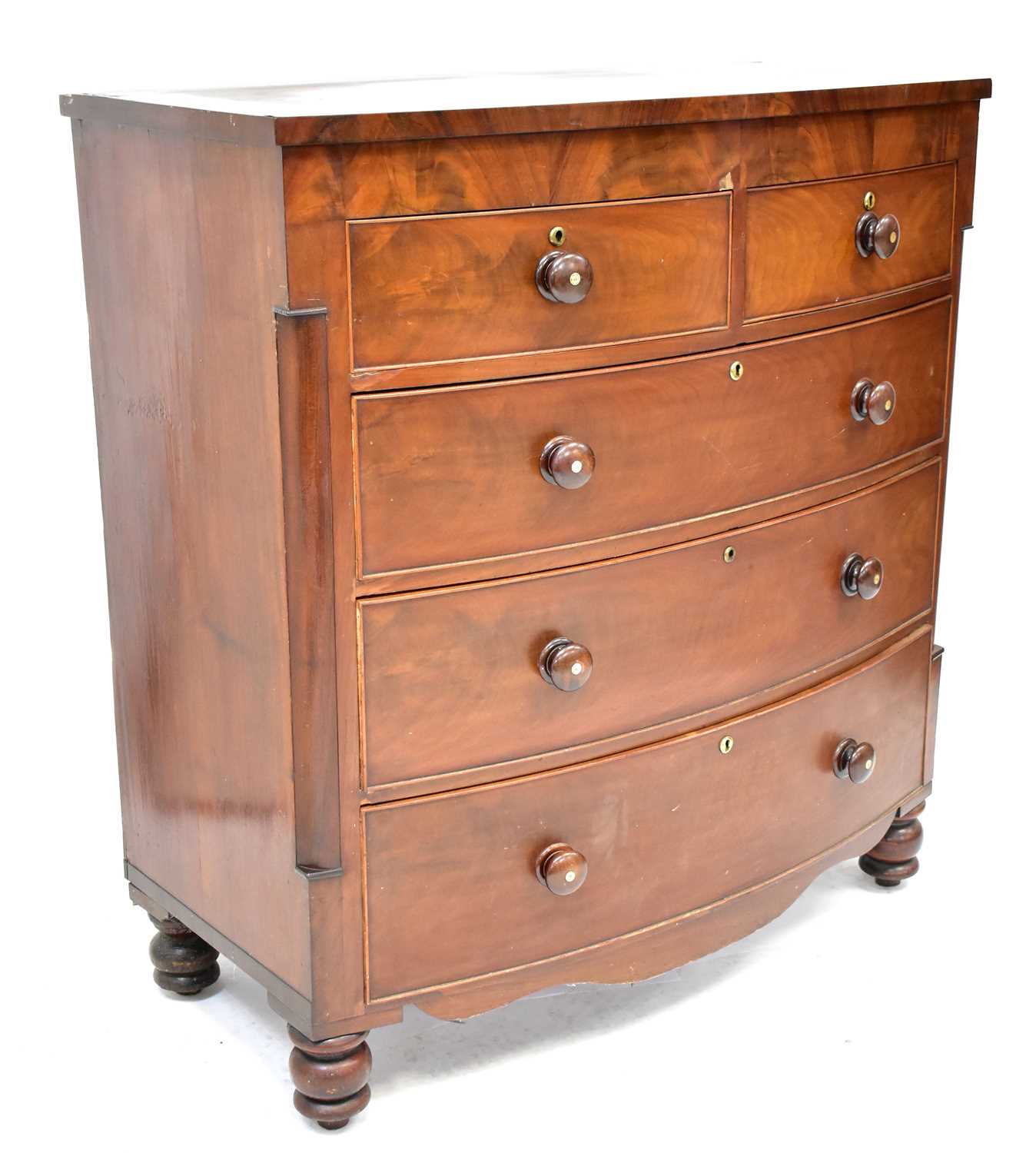 Lot 142 - A Victorian mahogany bow-front chest of two...