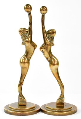 Lot 536 - Two Art Deco style brass ring/desk stands,...