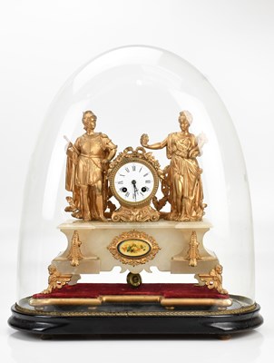Lot 325 - A c1900 French figural mantel clock, the gilt...