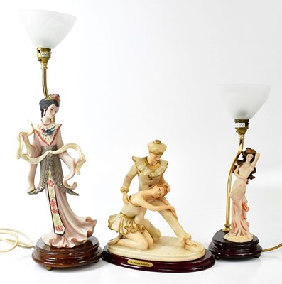Lot 192 - A Capodimonte resin figural table lamp,...