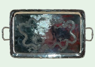 Lot 560 - A Chinese export 85 grade silver rectangular...
