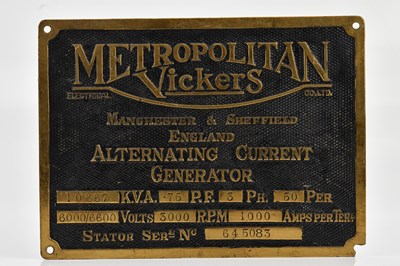 Lot 419 - METROPOLITON VICKERS ELECTRICAL CO. LTD; a...