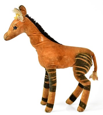 Lot 489 - STEIFF; a vintage stuffed toy okapi, with...