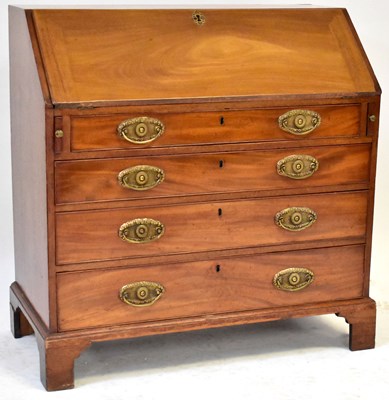 Lot 158 - A George III mahogany bureau, with fitted...