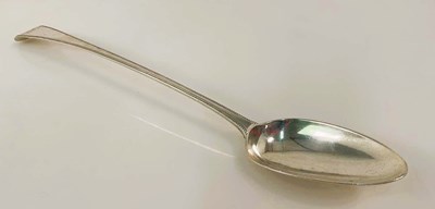 Lot 587 - A George III hallmarked silver basting spoon,...