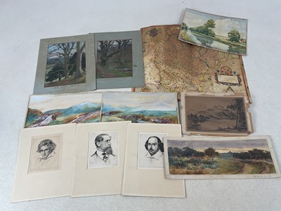 Lot 429 - E A CLAND; pastel, 'Ilex and Beech on...