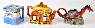 Lot 280 - Three novelty teapots, comprising a Prick Bros...