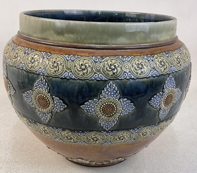 Lot 315 - ROYAL DOULTON; a Doulton Lambeth ceramic plant...