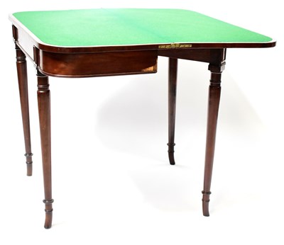 Lot 175 - A George III mahogany fold-over card table...