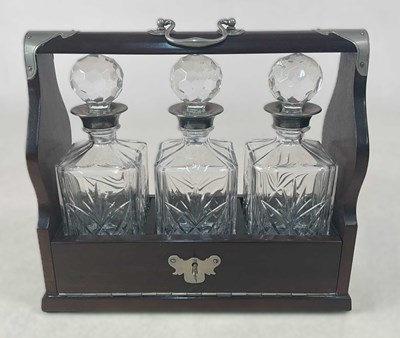 Lot 357 - A mahogany and silver plate mounted three...
