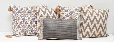 Lot 8 - OKA; five tan and brown cushions (5)