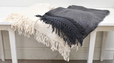 Lot 29 - Grey and cream wool throws.