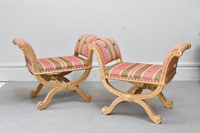 Lot 47 - A pair of Louis XV style gesso and giltwood...
