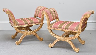 Lot 47 - A pair of Louis XV style gesso and giltwood...