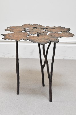 Lot 65 - A contemporary bronzed metal side table, the...