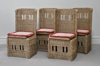 Lot 54 - Four contemporary wicker chairs with...