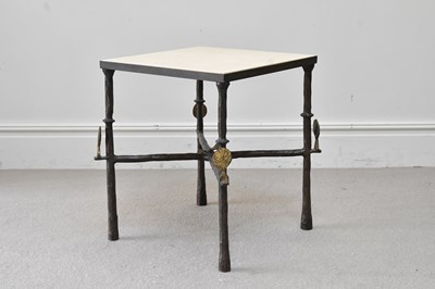 Lot 67 - A contemporary wrought iron marble topped...