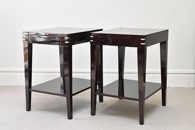 Lot 55 - A pair of mahogany effect lacquered side...