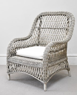 Lot 74 - A contemporary grey wicker garden chair,...